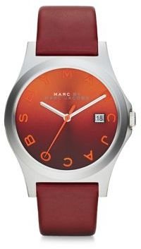 Marc by Marc Jacobs Slim Stainless Steel & Leather Ombre Strap Watch/Red