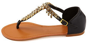 Charlotte Russe Rhinestone-Embellished T-Strap Thong Sandals