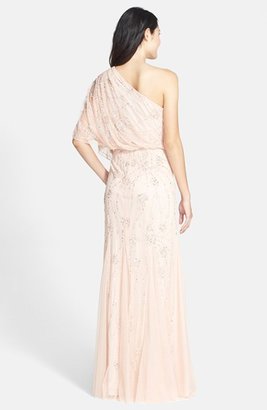 Adrianna Papell Beaded One Shoulder Blouson Gown