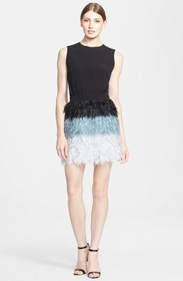 Victoria Beckham Victoria, Organza Feather Skirt Crepe Dress