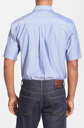 Cutter & Buck 'Parkdale' Classic Fit Short Sleeve Stripe Sport Shirt (Big & Tall)