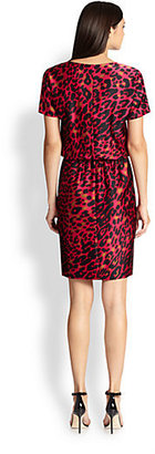 St. John Silk Leopard Print Dress