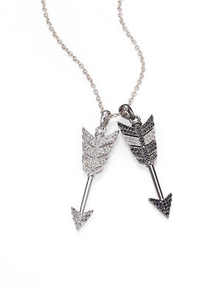 Jade Jagger Black Diamond, White Diamond & Blackened Sterling Silver Arrow Double Pendant Necklace