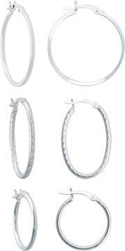 Fine Jewelry Sterling Silver 3-pr. Hoop Earring Set