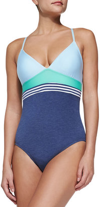 Splendid Colorblocked Striped One-Piece Swimsuit