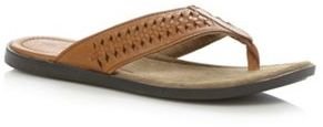 Red Tape Tan leather weave flip flops
