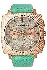 BCBGMAXAZRIA Leather Collection Elite Rhinestone Silver Dial Women's watch #BG6267