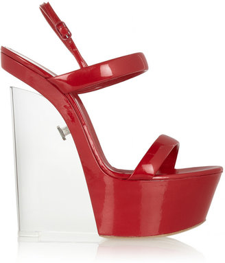 Casadei Patent-leather wedge sandals