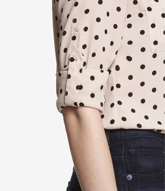 Express Polka Dot Convertible Sleeve Portofino Shirt