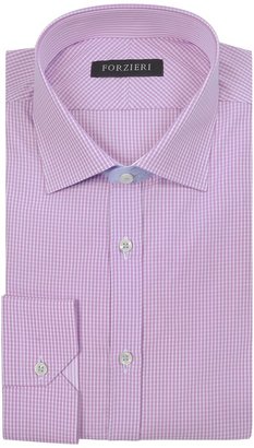 Forzieri Slim Fit White and Pink Check Cotton Dress Shirt