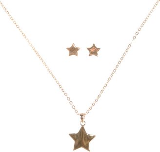 Johnny Loves Rosie Dainty gold star necklace & earring set