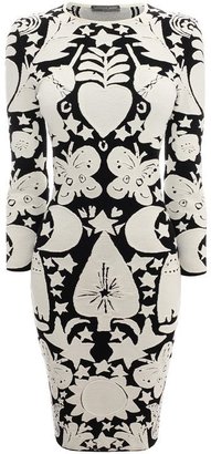 Alexander McQueen Naive Pagan Jacquard Pencil Mini Dress