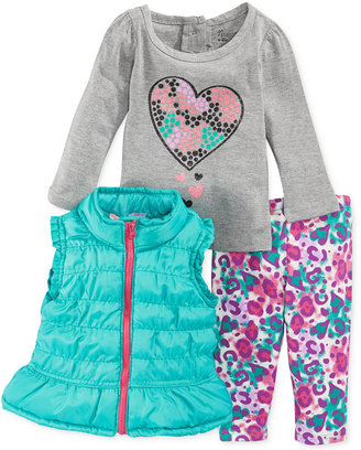 Nannette Little Girls' 3-Piece Ruffle Vest, Heart Tee & Printed Leggings Set