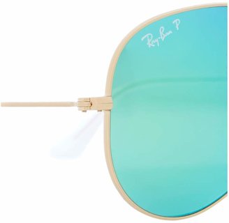 Ray-Ban Men green mirror polar pilot sunglasses