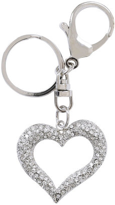Yours Clothing Silver Diamante Cut Out Heart Keyring