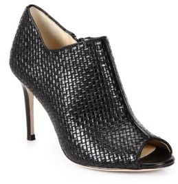 Cole Haan Annabel Woven Leather Open-Toe Ankle Boots
