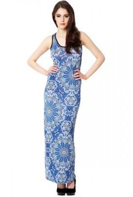 Quiz Blue Boho Exotic Print Maxi Dress