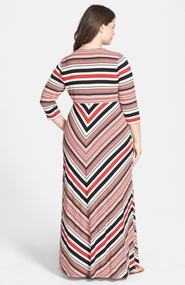Calvin Klein Miter Stripe Maxi Dress (Plus Size)