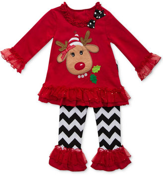 Rare Editions Little Girls' 2-Piece Reindeer Dress & Chevron Leggings Set