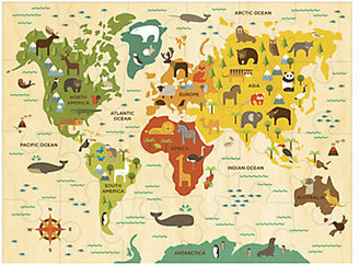 Petit Collage World Map Floor Puzzle