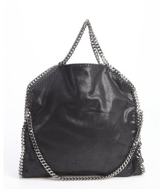 Stella McCartney black faux suede embroidered chain tote