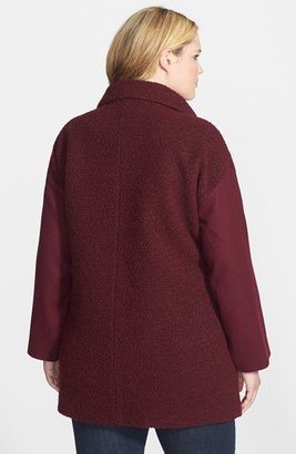 MICHAEL Michael Kors Zip Front Bouclé Wool Blend Coat (Plus Size)