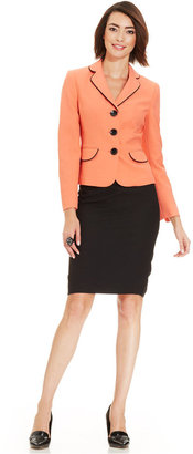 Evan Picone Piped Crepe Skirt Suit
