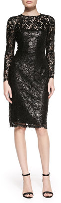 Kalinka Lacquered Lace Slim Cocktail Dress