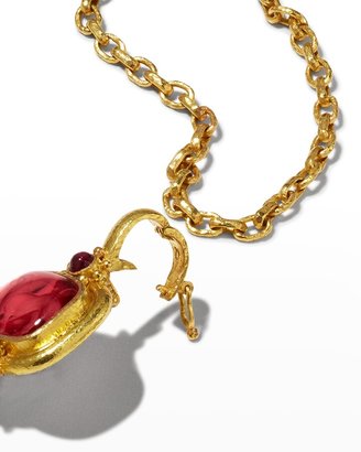 Elizabeth Locke Roaring Lion Intaglio 19k Gold Pendant, Pink