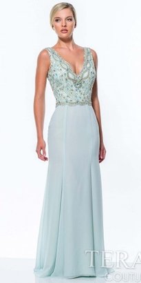 Terani Couture Scalloped Column Evening Gown