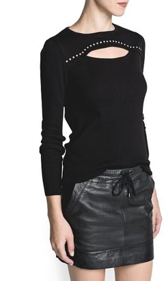 MANGO Outlet Studded Cut-Out Detail Sweater