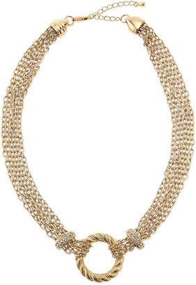 Panacea Multi-Strand Rope Circle & Crystal Rondelle Necklace