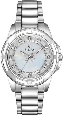 Bulova Diamond Dial Stainless Steel Ladies Watch