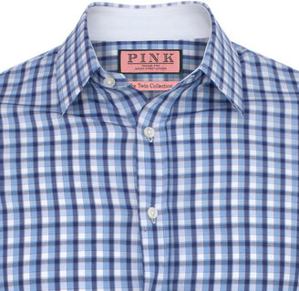 Thomas Pink Laces Check Super Slim Fit Button Cuff Shirt