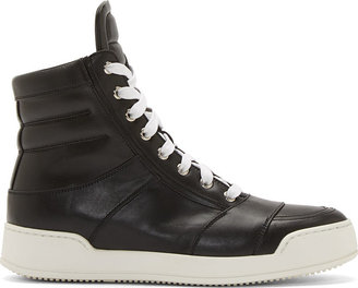 Balmain Black Leather Kol High-Top Sneakers
