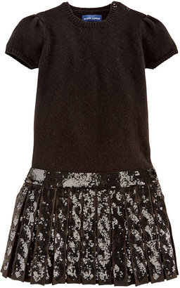 Ralph Lauren Childrenswear Sequined Drop-Waist Sweater Dress