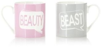 Ben de Lisi Home set of two 'Beauty/Beast' mugs