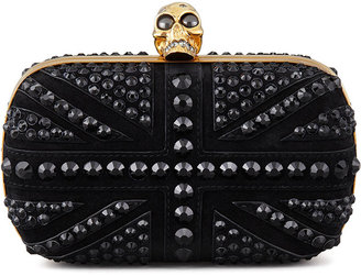 Alexander McQueen Crystal Britannia Box Clutch Bag, Black