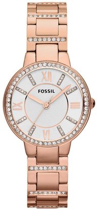 Fossil Virginia Rose Gold Tone Stainless Steel Ladies Watch