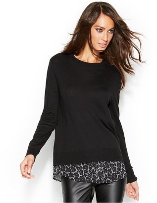 MICHAEL Michael Kors Plaid-Print Layered-Look Sweater