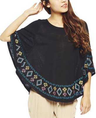Wet Seal Embroidered Round Poncho