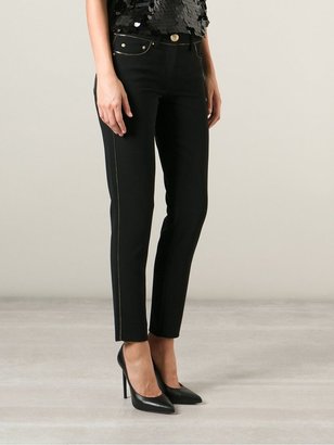 Moschino chain trim trousers - women - Silk/Polyester/Triacetate - 42