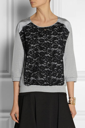 Nina Ricci Silk and lace-trimmed cotton top