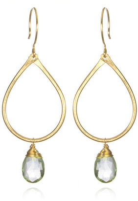Nashelle Green Amethyst Gold Dangle Earrings