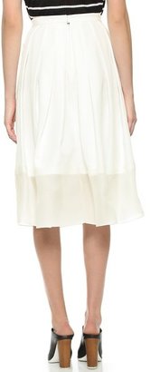 Tibi Pleated Skirt with Organza Panel