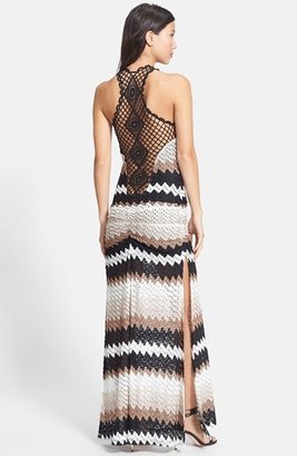 Sky 'Hiabi' Stripe Crochet Back Maxi Dress
