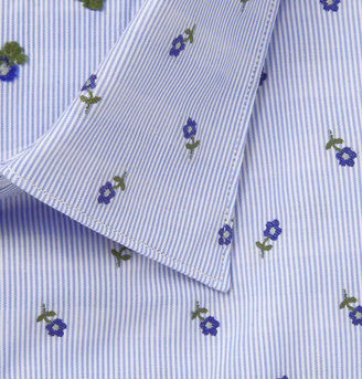 Paul Smith Blue Flower-Embroidered Cotton Shirt