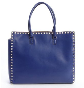 Valentino blue leather 'Rockstud' studded detail top handle tote