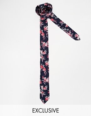 Reclaimed Vintage Floral Tie - navy