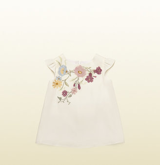 Gucci Baby Silk Dress With Floral Embroidery